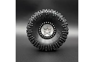 Reefs RC 1.9" Granite Beadlock Rims with Hubs and Rings 2Pcs - Silver and Black image 123585