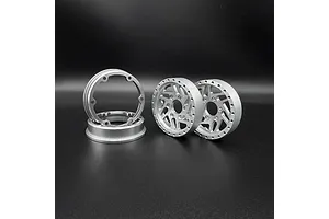 Reefs RC 1.9" Crossman Beadlock Rims with Hubs and Rings 2Pcs - Silver and Black image 123588