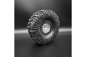 Reefs RC 1.9" Crossman Beadlock Rims with Hubs and Rings 2Pcs - Silver and Black image 123590