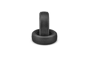 Two black JConcepts 2.2 inch Sprinter buggy front tyres stacked on a white background.