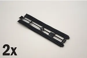 Two black plastic tank track sprues for a 1/35 scale model kit on a plain white background.