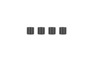 Four small, black cylindrical DCV retainer sleeves arranged in a horizontal row against a white background.