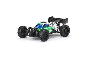 A fully assembled 1/14 scale RC buggy with a green and white painted body shell featuring Pro-Line branding, shown on a white background.
