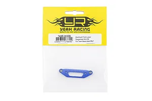 Yeah Racing dark blue aluminium front lower suspension arm for Team Associated SR27 in its original yellow and clear plastic retail packaging.