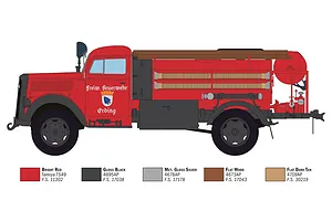 Italeri 1/24 Opel Blitz Fire Truck Scaled Plastic Model Kit image 127386