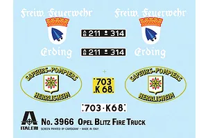 Italeri 1/24 Opel Blitz Fire Truck Scaled Plastic Model Kit image 127393