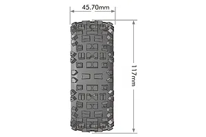 Louise 1/8 B-ulldoze (Soft) 0/12mm Offset Buggy Tyres on Black Rims - Glued Wheels 2Pcs image 127514