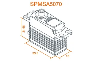A technical line drawing of a Spektrum SPMSA5070 servo showing its dimensions in millimeters.