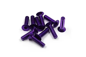 Yeah Racing Aluminium 3x12mm Fine Thread Countersunk Head Screws 10Pcs - Purple