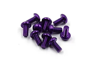 Yeah Racing Aluminium 3x6mm Fine Thread Button Head Screws 10Pcs - Purple