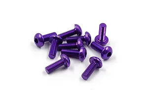 Yeah Racing Aluminium 3x8mm Fine Thread Button Head Screws 10Pcs - Purple