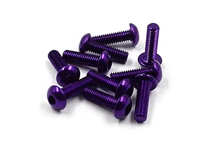 Yeah Racing Aluminium 3x10mm Fine Thread Button Head Screws 10Pcs - Purple