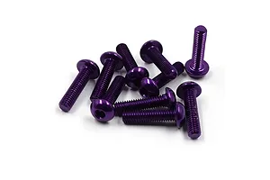 Yeah Racing Aluminium 3x12mm Fine Thread Button Head Screws 10Pcs - Purple