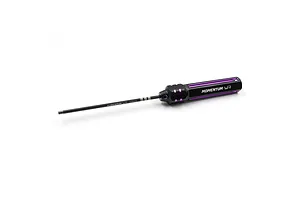 Yeah Racing Momentum 3.0mm hex driver with a black and purple aluminium handle and a black steel shaft on a white background.