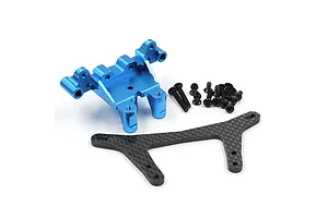 Yeah Racing Graphite Front Shock Tower with Aluminium Bulkhead Set - Blue