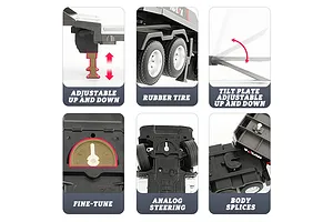HuiNa 1522 RC Semi Truck Electric 2WD 1/18 Scale RTR with Flatbed Trailer and Excavator - Silver image 128564