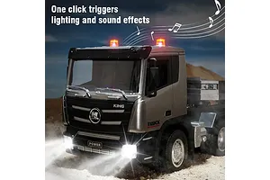 HuiNa 1318 RC Semi Truck Electric 2WD 1/18 Scale RTR with Flatbed Trailer - Silver image 128577