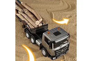 HuiNa 1318 RC Semi Truck Electric 2WD 1/18 Scale RTR with Flatbed Trailer - Silver image 128580