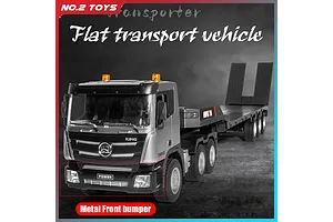 HuiNa 1318 RC Semi Truck Electric 2WD 1/18 Scale RTR with Flatbed Trailer - Silver image 128581