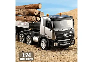 HuiNa 1318 RC Semi Truck Electric 2WD 1/18 Scale RTR with Flatbed Trailer - Silver image 128582