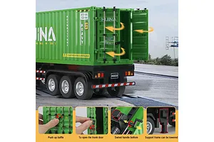 HuiNa 1317 RC Semi Truck Electric 2WD 1/18 Scale RTR With Shipping Container - Orange/Green image 128586