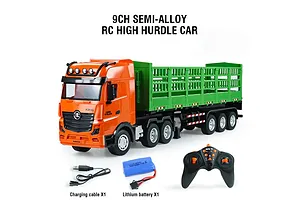 HuiNa 1312 RC Transporter Truck Electric 2WD 1/18 Scale RTR - Orange/Green image 128589