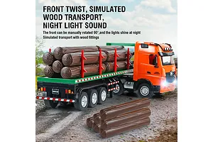 HuiNa 1313 RC Logging Truck Electric 2WD 1/18 Scale RTR - Orange/Green image 128594