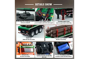 HuiNa 1313 RC Logging Truck Electric 2WD 1/18 Scale RTR - Orange/Green image 128595