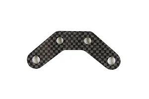 A flat, V-shaped carbon fibre suspension pin brace with four mounting holes, isolated on a white background.
