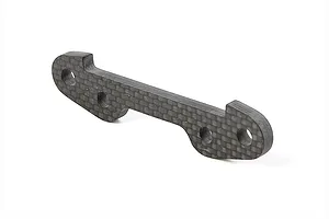 A Rovan carbon fibre front lower suspension arm pin brace for RC cars, featuring a woven pattern and four mounting holes.
