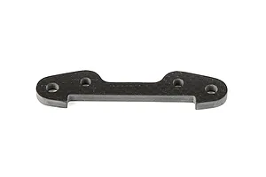 A Rovan carbon fibre front lower suspension arm pin brace for RC cars, featuring a flat, contoured design with four mounting holes.