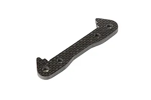 A Rovan carbon fibre front lower suspension arm pin brace featuring a woven pattern and four mounting holes.
