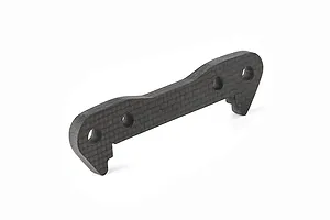 A Rovan carbon fibre front lower suspension arm pin brace featuring a contoured shape with three mounting holes.