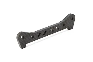 A Rovan carbon fibre rear lower suspension arm pin brace for RC vehicles, featuring a flat, multi-holed design against a white background.