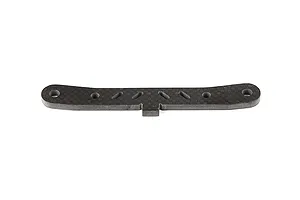 A Rovan carbon fibre rear lower suspension arm pin brace for RC vehicles, featuring a flat, curved design with multiple mounting holes.