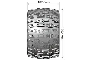 Louise 3.8" MT-Pioneer (Sport Compound) Tyres on (1/2" Offset) Black Rims - Glued Wheels 2Pcs image 129699