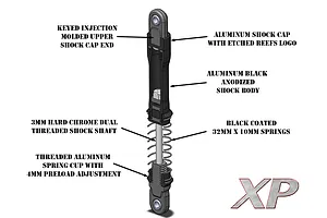 Reefs RC Aluminium 80mm Adjustable XP Shocks 2Pcs - Black image 129779
