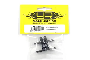 Yeah Racing black aluminium front C-hubs for Kyosho Ultima in original yellow and white retail packaging.