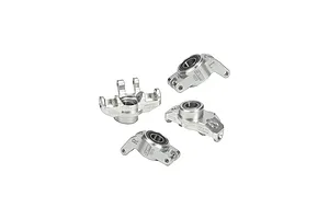 GPM Silver Aluminium Steering & Rear Hubs 4Pcs w/ Larger Bearings image 131134