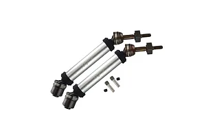 GPM Silver Hardened Steel & Aluminium Rear Universal CVD Drive Shafts 2Pcs w/ Spring Steel Wheel Hexes image 131368
