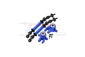 GPM Blue Aluminium Traxxas Slash 4x4 Front Steering Hubs & Universal Drive Shafts w/ Oversized 6x13x5 Bearings image 131373