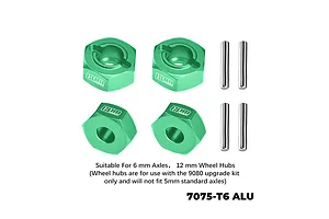 GPM Aluminium 12mm Hexes 4Pcs - Green