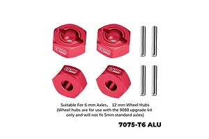 GPM Aluminium 12mm Hexes 4Pcs - Red