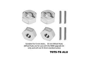 GPM Aluminium 12mm Hexes 4Pcs - Silver