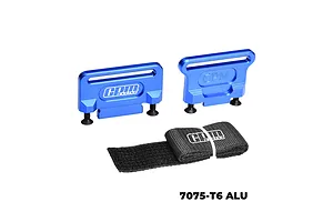 GPM Aluminium Battery Retainers with Velcro Strap - Blue