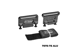 GPM Aluminium Battery Retainers with Velcro Strap - Black
