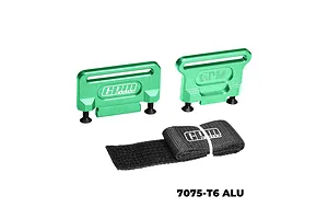 GPM Aluminium Battery Retainers with Velcro Strap - Green