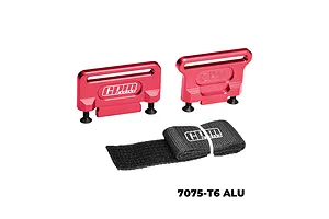 GPM Aluminium Battery Retainers with Velcro Strap - Red