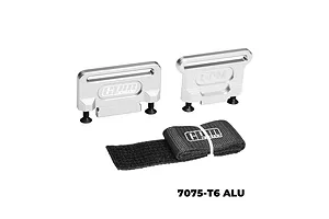 GPM Aluminium Battery Retainers with Velcro Strap - Silver