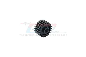 A black 20-tooth carbon steel transmission input gear for RC cars, shown against a white background with a faint GPM Racing logo watermark.